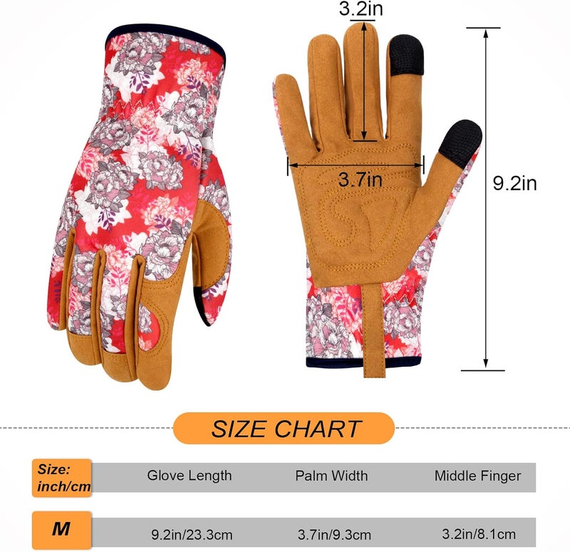 MERTURN Store Leather Gardening Gloves for Women Thorn Proof Garden Gloves Touch Screen Working Gloves Gifts,M - Image 2